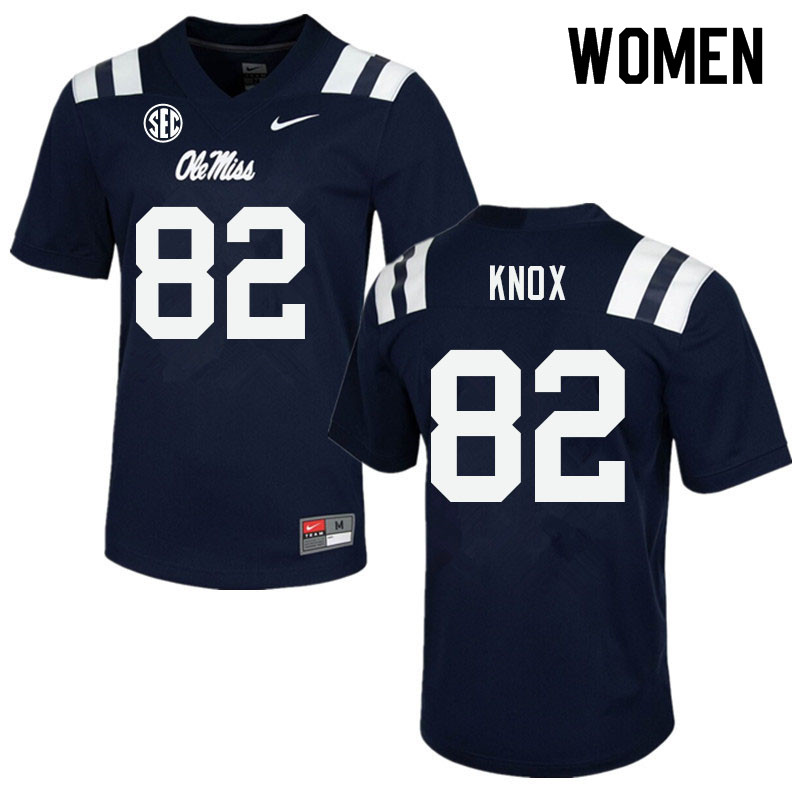 Luke Knox Ole Miss Rebels NCAA Women's Navy #82 Stitched Limited College Football Jersey DEJ0158PV
